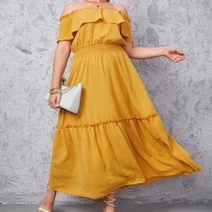 Yellow off shoulder maxi dress 16